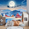 Christmas, Santa Wallpaper, Winter Landscape Mural, Oversized Custom Size Wall Art, Non-Woven, Non-Adhesive, Modern Wall Paper, Removable