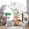 Cute Animals Wallpaper, Travelling by Balloon Mural, Oversized Custom Size Wall Art, Non-Woven, Non-Adhesive, Modern Wall Paper, Removable