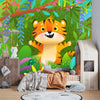 Cute Tiger Wallpaper, Exotic Jungle Mural, Oversized Custom Size Wall Art, Non-Woven, Non-Adhesive, Modern Wall Paper, Removable
