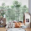 Trees Wallpaper, Foggy Forest Mural, Oversized Custom Size Wall Art, Non-Woven, Non-Adhesive, Modern Wall Paper, Removable