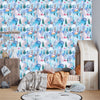 Childish Forest Wallpaper, Winter Seamless Pattern Mural, Oversized Custom Size Wall Art, Non-Woven, Non-Adhesive, Modern Wall Paper, Removable