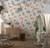 Tropical Animals Wallpaper, Drawing Pattern Mural, Oversized Custom Size Wall Art, Non-Woven, Non-Adhesive, Modern Wall Paper, Removable