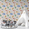 Tropical Animals Wallpaper, Drawing Pattern Mural, Oversized Custom Size Wall Art, Non-Woven, Non-Adhesive, Modern Wall Paper, Removable