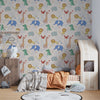 Tropical Animals Wallpaper, Drawing Pattern Mural, Oversized Custom Size Wall Art, Non-Woven, Non-Adhesive, Modern Wall Paper, Removable