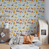 Wild African Animals Wallpaper, Seamless Pattern Mural, Oversized Custom Size Wall Art, Non-Woven, Non-Adhesive, Modern Wall Paper, Removable