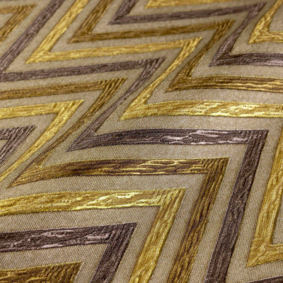 Chevron Wallpaper, Brown, Yellow Geometric Deep Embossed Zigzag Pattern Geometric Wallcovering - Walloro High End Wallcoverings & More