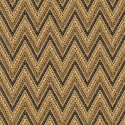 Chevron Wallpaper, Brown, Yellow Geometric Deep Embossed Zigzag Pattern Geometric Wallcovering - Walloro High End Wallcoverings & More