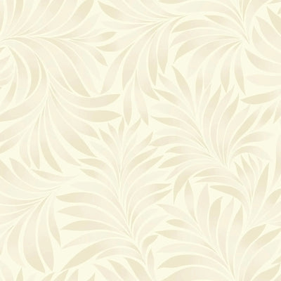 Cream Luxury Leaves Solid Color Shades Wallpaper, Deep Embossed Flocked Velvet Feeling Design - Walloro High End Wallcoverings & More