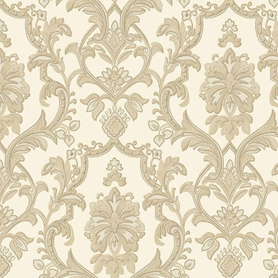 Cream Timeless Ornate Embossed Wallpaper, Fabric Like Rich Textured Luxury Wallcovering Design - Walloro High End Wallcoverings & More