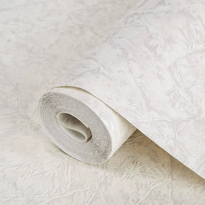 Cream White Plain Embossed Wallpaper, Home Wall Decor, Aesthetic Wallpaper, Textured Wallcovering Non-Adhesive- 41.7”W X 393”H - Walloro High End Wallcoverings & More