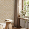 Damask Flocked Velvet Feel Wallpaper, Beige Deep 3D Embossed Quilted Texture Luxury Wallcovering, Non-Woven - Walloro High End Wallcoverings & More
