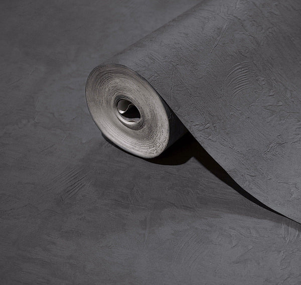 Dark Gray Sleek Embossed finish Solid Color Wallpaper, Abstract Modern Minimalist Rich Textured Wallcovering - Walloro High End Wallcoverings & More