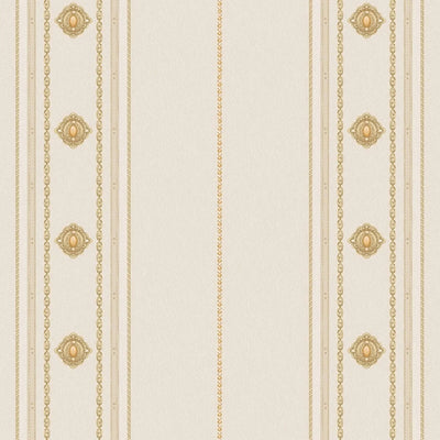 Decorative Striped Embossed Wallpaper, Off White, Yellow 3D Boho Art Deco Ornate Home Wall Decor, Washable, Durable - Walloro High End Wallcoverings & More