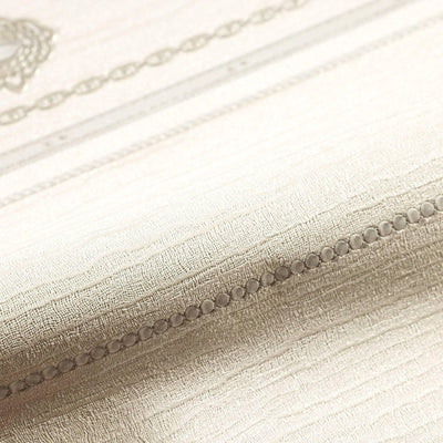 Decorative Striped Embossed Wallpaper, White, Silver 3D Boho Art Deco Ornate Home Wall Decor, Washable - Walloro High End Wallcoverings & More