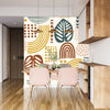 Abstract Leaves and Geometric Shapes Wallpaper, Seamless Pattern Mural, Oversized Custom Size Wall Art, Non-Woven, Non-Adhesive, Modern Wall Paper, Removable