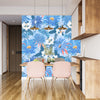 Art Blue Floral Wallpaper, Seamless Pattern Mural, Oversized Custom Size Wall Art, Non-Woven, Non-Adhesive, Modern Wall Paper, Removable