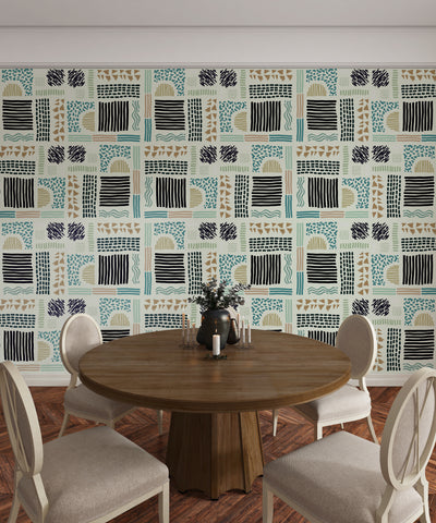 African Ethnic Wallpaper, Seamless Pattern Mural, Oversized Custom Size Wall Art, Non-Woven, Non-Adhesive, Modern Wall Paper, Removable