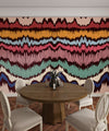 Colorful Wave Ikat Wallpaper, Seamless Pattern Mural, Oversized Custom Size Wall Art, Non-Woven, Non-Adhesive, Modern Wall Paper, Removable