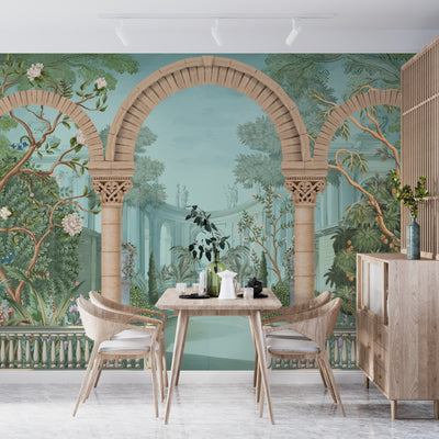 Ancient Roman Architecture Wallpaper,Botanic Mural, Oversized Custom Size Wall Art, Non-Woven, Non-Adhesive, Modern Wall Paper, Removable