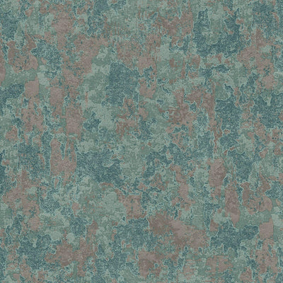 Distressed Metallic Wallpaper, Blue, Green 3D Deep Embossed Shiny Rustic Aged Industrial Design - Walloro High End Wallcoverings & More