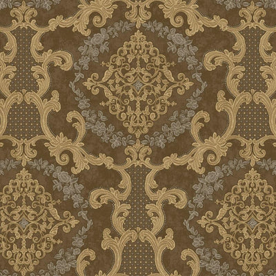 Elegant Brown Damask Deep Embossed Wallpaper, 3D Textured Dark Wallcovering, Traditional, Extra Large 114 sq ft Roll, Washable, Luxury - Walloro High End Wallcoverings & More