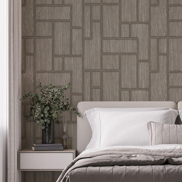 Elegant Wood Pattern 3D Embossed Wallpaper, Gray Color Farmhouse Lodge Realistic Wood Plank Textured Wall Covering - Walloro High End Wallcoverings & More