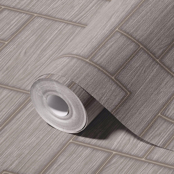 Elegant Wood Pattern 3D Embossed Wallpaper, Gray Color Farmhouse Lodge Realistic Wood Plank Textured Wall Covering - Walloro High End Wallcoverings & More