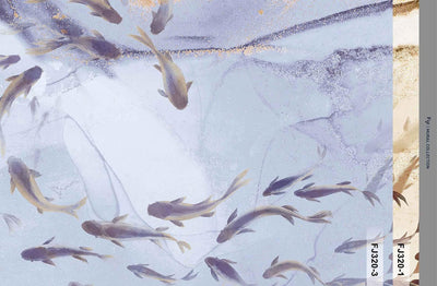 Fish Wall Mural, Purple Japan Koi Pond Fish Wallpaper, Elegant Abstract Stone Wall Covering, Removable, Modern, Non-Pasted, Stylish - Walloro High End Wallcoverings & More