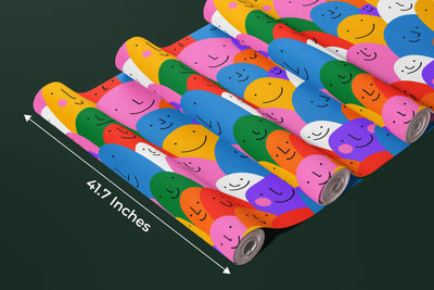 Colorful Cartoon People Wallpaper, Seamless Pattern Mural, Oversized Custom Size Wall Art, Non-Woven, Non-Adhesive, Modern Wall Paper, Removable
