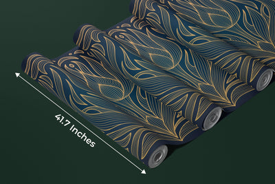 Art Deco Wallpaper, Wavy Flower Mural, Oversized Custom Size Wall Art, Non-Woven, Non-Adhesive, Modern Wall Paper, Removable