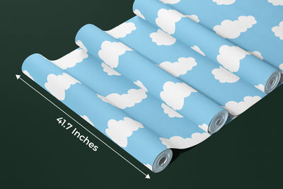 Cloud Wallpaper, Seamless Pattern Mural, Oversized Custom Size Wall Art, Non-Woven, Non-Adhesive, Modern Wall Paper, Removable