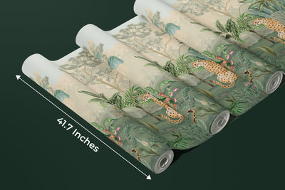 Cheetas Wallpaper, Garden Mural, Oversized Custom Size Wall Art, Non-Woven, Non-Adhesive, Modern Wall Paper, Removable