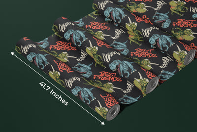 Cartoon Dinosaurs Wallpaper, Seamless Pattern Mural, Oversized Custom Size Wall Art, Non-Woven, Non-Adhesive, Modern Wall Paper, Removable