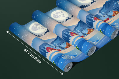 Christmas, Santa Wallpaper, Winter Landscape Mural, Oversized Custom Size Wall Art, Non-Woven, Non-Adhesive, Modern Wall Paper, Removable