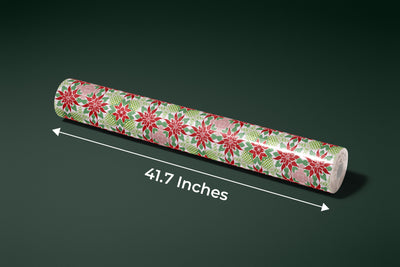 Christmas Poinsettia Wallpaper, Seamless Pattern Mural, Oversized Custom Size Wall Art, Non-Woven, Non-Adhesive, Modern Wall Paper, Removable