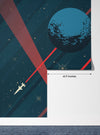 Space Wallpaper, Retro Future Style Mural, Oversized Custom Size Wall Art, Non-Woven, Non-Adhesive, Modern Wall Paper, Removable