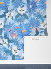 Art Blue Floral Wallpaper, Seamless Pattern Mural, Oversized Custom Size Wall Art, Non-Woven, Non-Adhesive, Modern Wall Paper, Removable