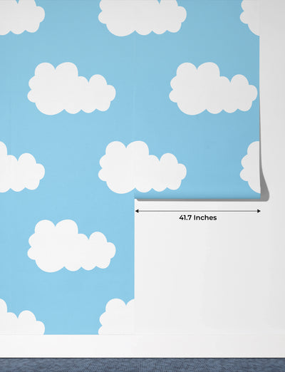 Cloud Wallpaper, Seamless Pattern Mural, Oversized Custom Size Wall Art, Non-Woven, Non-Adhesive, Modern Wall Paper, Removable