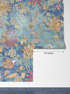 Rose Flower Wallpaper, Blue Background Mural, Oversized Custom Size Wall Art, Non-Woven, Non-Adhesive, Modern Wall Paper, Removable