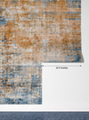 Abstract Retro Wallpaper, Blue and Orange Mural, Oversized Custom Size Wall Art, Non-Woven, Non-Adhesive, Modern Wall Paper, Removable