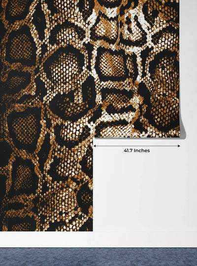 Dark Snake Skin Wallpaper, Seamless Pattern Mural, Oversized Custom Size Wall Art, Non-Woven, Non-Adhesive, Modern Wall Paper, Removable