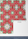 Christmas Poinsettia Retro Wallpaper, Seamless Pattern Mural, Oversized Custom Size Wall Art, Non-Woven, Non-Adhesive, Modern Wall Paper, Removable