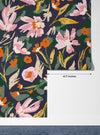 Watercolor Pink Wildflowers Wallpaper, Seamless Pattern Mural, Oversized Custom Size Wall Art, Non-Woven, Non-Adhesive, Modern Wall Paper, Removable