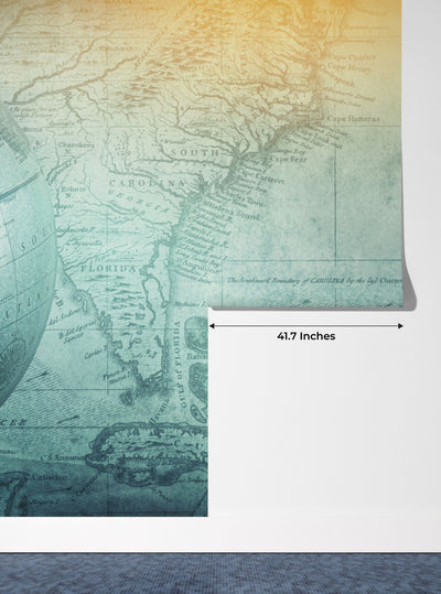 Ancient Globe Wallpaper, World Map Background Mural, Oversized Custom Size Wall Art, Non-Woven, Non-Adhesive, Modern Wall Paper, Removable