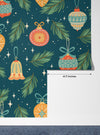 Christmas Decorations Wallpaper, Seamless Pattern Mural, Oversized Custom Size Wall Art, Non-Woven, Non-Adhesive, Modern Wall Paper, Removable