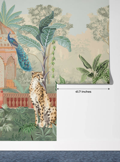 Cheetas Wallpaper, Garden Mural, Oversized Custom Size Wall Art, Non-Woven, Non-Adhesive, Modern Wall Paper, Removable