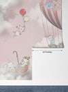 Kids Balloon Wallpaper, Animals Mural, Oversized Custom Size Wall Art, Non-Woven, Non-Adhesive, Modern Wall Paper, Removable