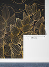 Exotic Golden Leaves Wallpaper, Seamless Pattern Mural, Oversized Custom Size Wall Art, Non-Woven, Non-Adhesive, Modern Wall Paper, Removable