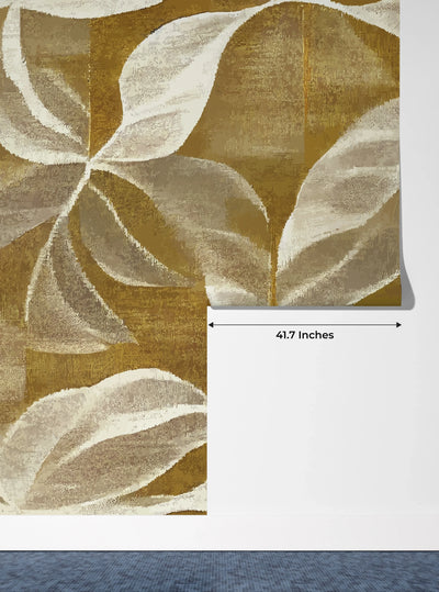 Ethnic Ikat Leaves Wallpaper, Seamless Pattern Mural, Oversized Custom Size Wall Art, Non-Woven, Non-Adhesive, Modern Wall Paper, Removable