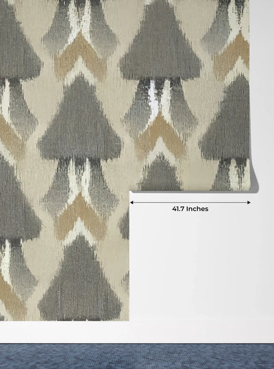 Ethnic Ikat Abstract Wallpaper, Seamless Pattern Tribal Mural, Oversized Custom Size Wall Art, Non-Woven, Non-Adhesive, Modern Wall Paper, Removable